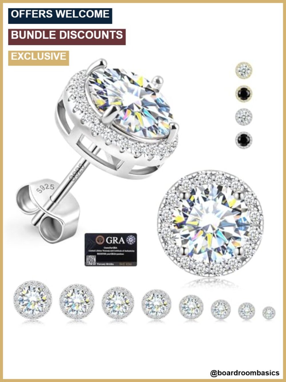 Moissanite Stud Earrings 925 Sterling Silver Halo 18K Gold Plated